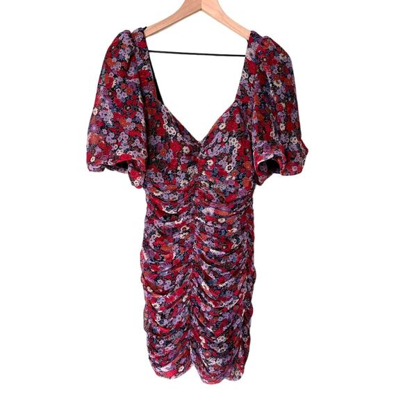 Zara New Floral Draped Low Plunge Neck Dress Size Small - Picture 1 of 10